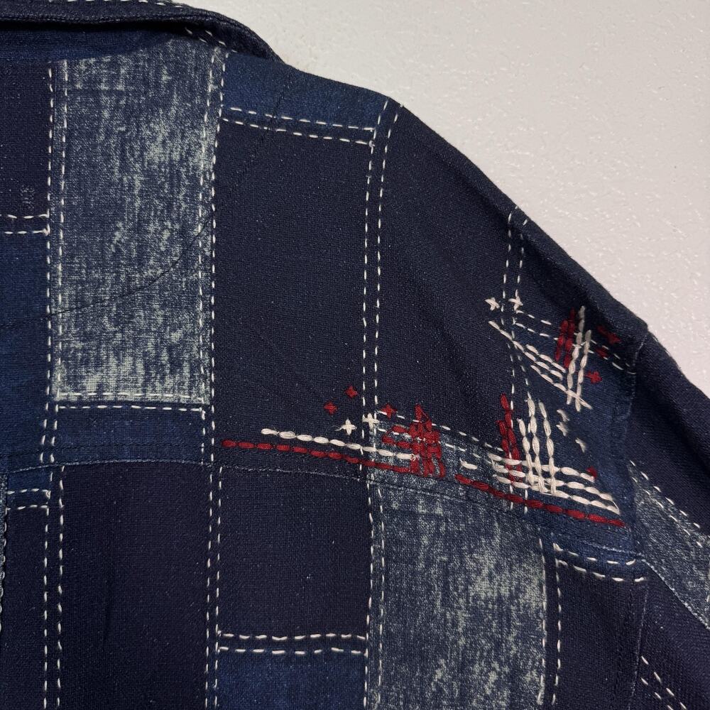 Free People Open Studio Duster Women XS/S Patchwork Denim Embroidered Boho Coat - Picture 10 of 13